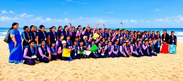 College group tour at Poovar beach