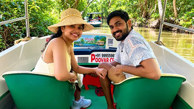 Couple on a Poovar Boating Cruise boat